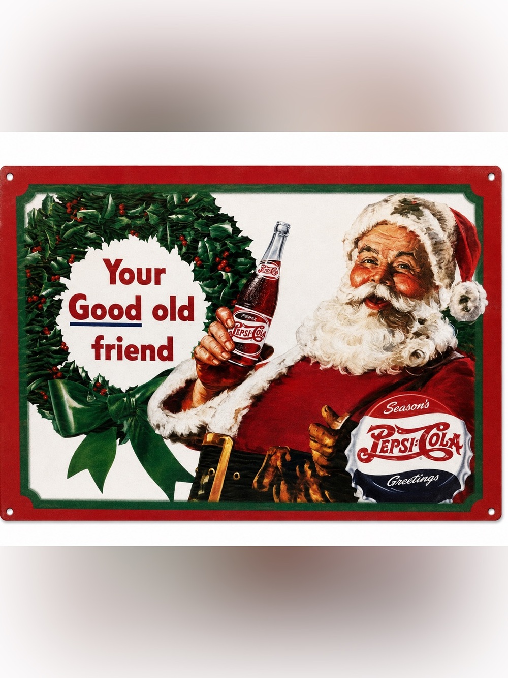NEW Santa Pepsi Metal Sign